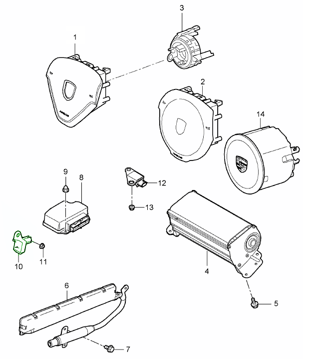 Porsche 997 Side airbag sensor 99761822101 - 99761822101 | Design 911