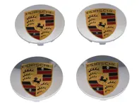 Wheel Caps Chrome effect with Coloured Crest for Porsche Macan (Set of 4) - 00004460516