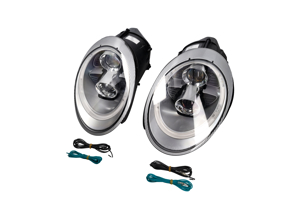 HEADLAMPS DUAL PROJECTOR HALOGEN + AURORA LIGHT Porsche 997 05-08 SILVER LHD - 99763115713, 99763115813