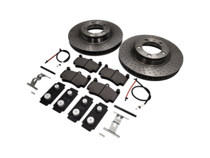 Brake Disc Package with Sport BREMBO Brake Pads Porsche 996 1997-04 - 9963514XX04BRE, 99635141004, 99635140904BRE, 99635140904, 07B31416, 99635108901, 99761268001, 99635195901, 99635140903, 99635141003, 09C87711, 9P1615301A, 9P1615302A, 23139, 23330, 99635194912, 99761268000