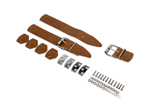 Bonnet strap kit Tan leather. Porsche 356 - NLA51108010400, 35651108010400, 64451108010400, 61651108010400, 69551108010400 - NLA-511-080-10