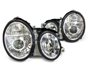 HEADLAMP CHROME WITH PROJECTOR MERCEDES BENZ CLK W208 PAIR RHD LHD - 1625280, 0001625280