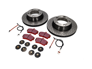 Brake Disc Package with Sport EBC Brake Pads Porsche 997 C2 3.6L - DP31208C, 99635240104BRE, 99635240104, 99661236501, 99635208600, 99635208602
