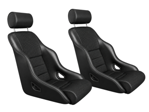 Rally ST Bucket Seats, Black Leatherette / Basket Weave, SET OF 2. Porsche 356 / 911 / 912 1950–89
