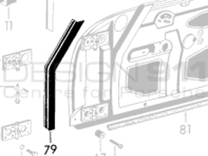 Door seal inner, Front. Porsche 356A / 356B / 356C - 64453190300 - 644 531 903 00, 1685700100, 356089