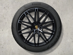 21' Cayenne RS Spyder Design in black (high-gloss) alloy wheels and summer tyres Original Porsche - 9Y0044663F