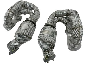 Equal length exhaust manifold with catalytic converter. Porsche 981 Boxster / 981 Cayman - 98111321101, 98111321102, 98111321103, 98111321104, 98111321105, 981113211EX, 98111321106, 981113211FX, 98111321201, 98111321202, 98111321203, 98111321204, 98111321205, 981113212EX, 98111321206, 981113212FX - 9M81113211