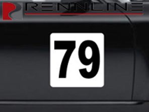 Rennline Permanent Race Numbers. SQUARE without OUTLINE/BORDER - E50