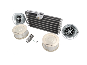 Air conditioning (Air Con) evaporator, blower motor and pollen filter set. Porsche 993 - 96457390100, 96457201501, 96457201601, 99357247900