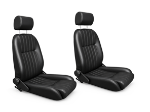 Spider Bucket Seats, Black Leather or Leatherette, SET OF 2. Porsche 356 / 911 / 912 1950-89