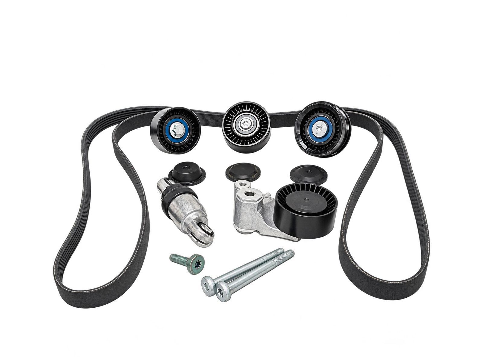 Drive belt tensioning roller & belt kit. Porsche 95B.1 Macan 2014-18 - 94610225230, 94810240375, 94810240323, 94810240321, 94810240300, 94810240322, 94810226175, 7PP145279, 95814527901, 94610211832, 94610211831, 94610211830, 0PB145257, 94610211730