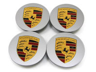 Wheel Caps with Coloured Crest for Porsche (Set of 4) - 00004460500, 99104460009, 00004460700