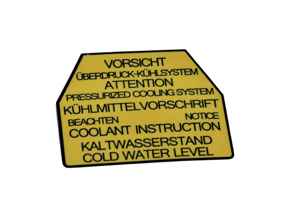 Sticker Coolant Expansion Tank. Porsche 928 - 92800651101 - PAKKW