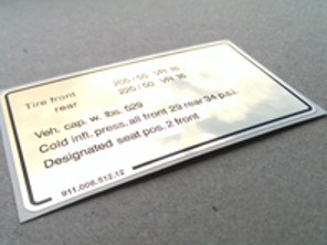 Tyre pressure decal. Porsche 911 SC (1978 - 1980) USA - 91100651212