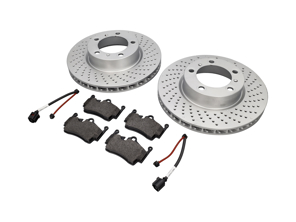 REAR Brake Pads and Brake Disc Package. Porsche 981 - 98735240101, 98735293903, 98160916300