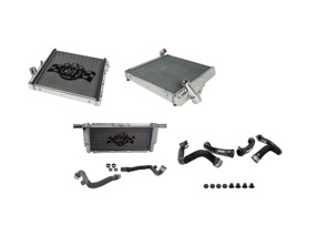 Aluminium radiator for water coolant fluid & hoses SET OF 3. Porsche 718 Boxster / 718 Cayman - 9P1121251, 9P1121252, 99110613702, 99110613701, 9P1121253 - 7086, 7087, 7060