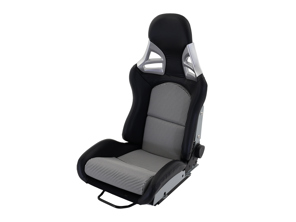 Track Bucket Sports Seat - GTR RECLINE, Black Leather with Houndstooth Centres - 9997809100, 9997809110 - JT-B72-HT