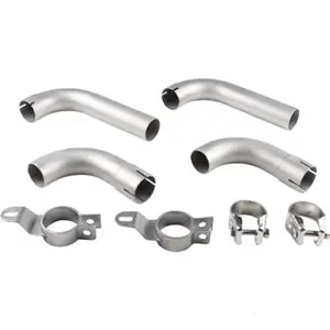 Exhaust Pipe and Clamp, Stainless Steel. Porsche 356B / 356C - 61611100660, 92.303S, 92.303, 92303, 92303S, 1620701510, 1620704910, 61611100660, 61611122103, 61611122303, 61611102500, 61611125501 - 1620704910