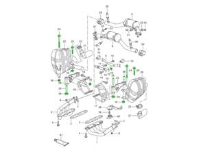 Exhaust Mounting Fitting Kit For Rear Exhaust Silencer. Porsche 996 C2 / C4 3.6L >>2001 - 99611123100, 99711152000, 99611123000, 99711122930, 90037818301, 90037810501, 90038000501