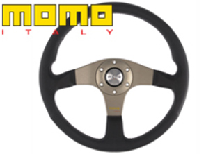 Steering wheel tuner - silver / black leather - Momo - M11110332111R, M11110335111R