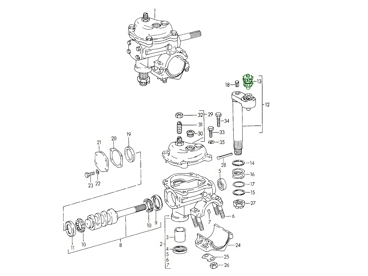 Steering peg assembly for ZF steering box. Porsche 356 64434713301/1