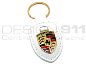Porsche Crested Leather Keyring, WHITE - WAP05001411