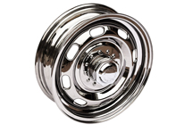 15' 5.5J Steel 'Knock off' wheel, chrome-plated Porsche 356
