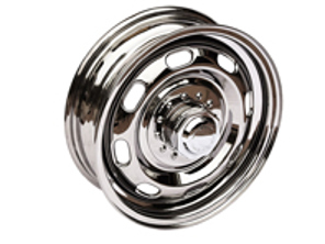 15' 5.5J Steel 'Knock off' wheel, chrome-plated Porsche 356