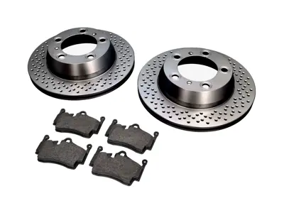 REAR Brake Pads and Brake Disc Package Porsche 987 Boxster / 987C Cayman - 98735240101, 98735293903, 98735240101BRE, 98735293903BRE, 98761267601, 90026904701, 99907340201, 99635295901