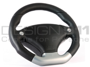 Steering Wheel Cavallo Race - Silver / Black Leather - RAID - 710310