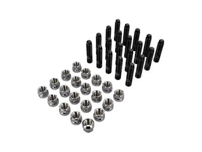 Titanium wheel bolt replacement stud set with chrome capless nut for modern Porsche - 99636120300, 99636120301, 99636120302, 99736120301, 99736120302