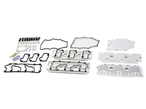 Camshaft and chain housing cover set in silver aluminium. Porsche 964 - 96410510701, 96410510801, 96410511601, 96410511602, 96410511603, 96410511604, 96410511605, 96410511606, 96410590200, 96410511503