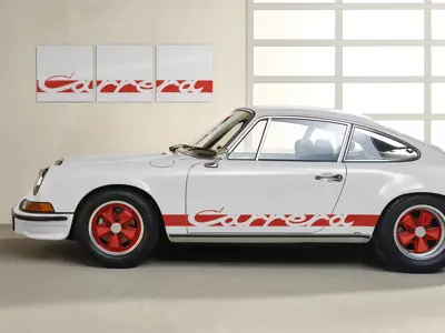 Wall Art - Carrera Side Decor in White/Red. Limited Edition