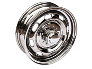 15' 4.5J Steel 'Knock off' wheel, chrome-plated Porsche 356