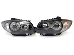 Headlamp Black with Angel Rings and Projector BMW 1 SERIES ALL 04> (PAIR) RHD / LHD - 0001280580, 1280580