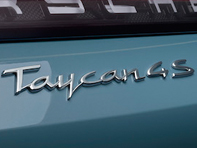 Rear badge TAYCAN 4S, primed. Porsche Taycan 4S - 9J104480007G2X, 9J104480007