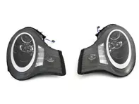 HEADLAMPS LHD (D2 HID) W/ DTR Ring + LED Indicator + LED Built-In Projector Foglamp Shiny-Black (PAIR) - 996631065, 996631066