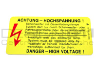 Sticker High Voltage Headlamp. Porsche 993 - 99370163101