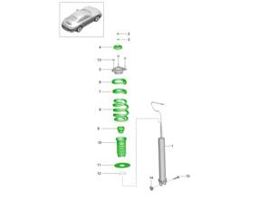 Rear Coil Spring Kit With Sports Suspension (M030 / M031). Porsche 991.2 Carrera 2016-19 - 99133353115504, 99915216300, 9P1512103A, 9P1512137A, 99133310501, 99133350400, 99133351100, 99133369101, WHT008575, WHT008558