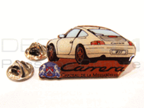 Pin Badge 'Porsche 911 Carrera - Chateau De La Messardiere' White