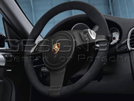 Multi-function steering wheel in black alcantara. Porsche 997 / 987 Boxster / 987C Cayman - 99704440214, 99704440215, 99704440219