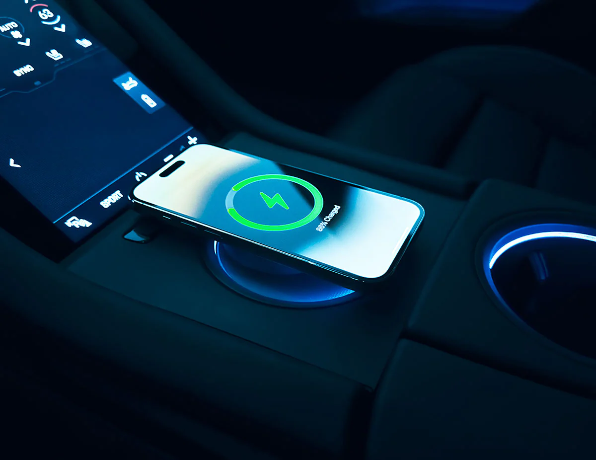 Wireless phone charger with Magsafe. Porsche Taycan