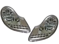 Headlamp with LED Bulbs SILVER RIM. Porsche 996 / Boxster 986 RHD Cars - 99663115704, 99663115804, 98663113121, 98663113221