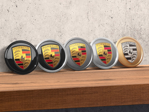 Wheel Caps in Black (Silk Finish) With Coloured Porsche Crest For Porsche Taycan - 9J1073000J