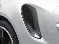 Air intakes in rear side section in carbon. Porsche 991.2 Turbo / S - 99104480410, 99104480074, 99104480410, 991504371001E0, 991504372001E0, 99150492501, 99150492501G2X, 99150492601, 99150492601G2X, 99150493500A3G, 99150493600A3G