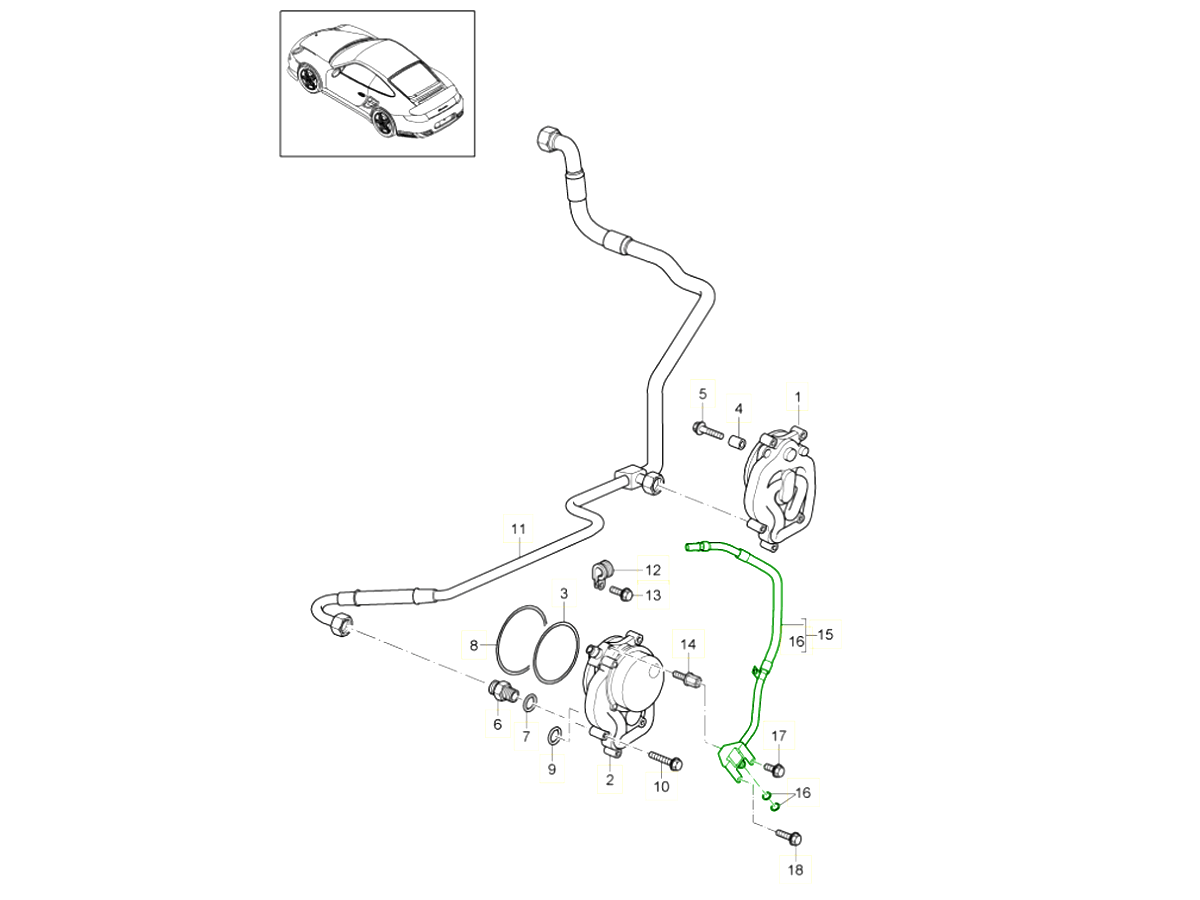 Porsche 997.2 Turbo Oil tandem pump vacuum line 99710503673