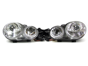 Headlamp Chrome inside with Angel Eyes VW POLO 01-05 (PAIR) - 2205380, 0002205380