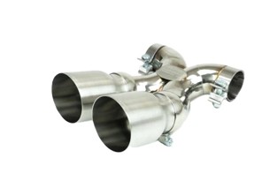 Fabspeed Maxflo TRUE X-Pipe With Dual Tips, Single Wall Brushed Stainless Steel. Porsche 981 Boxster / Cayman - FSPOR981DLTP, FSPOR981DLTCF, FSPOR981DLTB, FSPOR981DLTTI - FS.POR.981.DLTBR