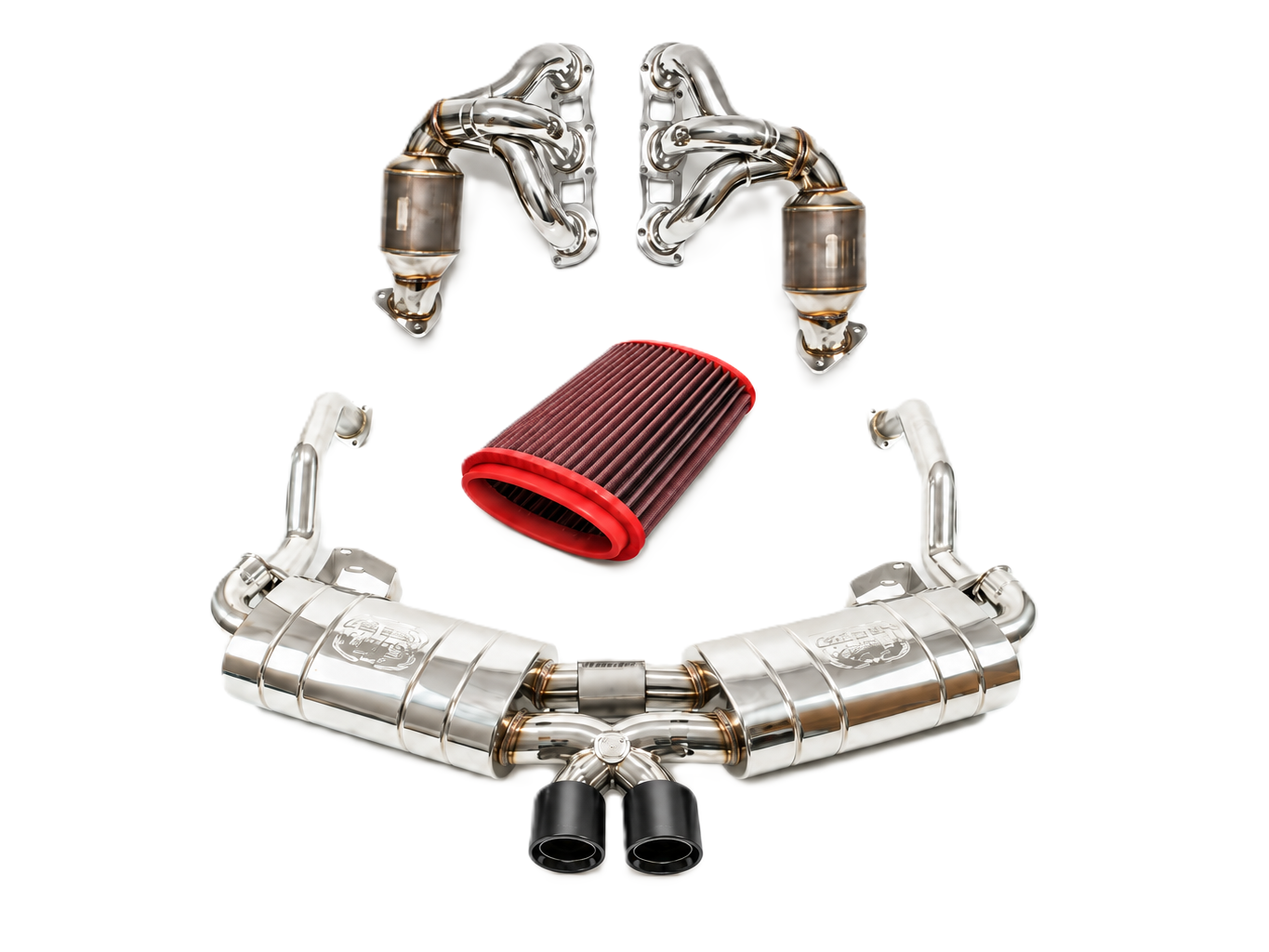 Fabspeed STREET Exhaust Performance Package, Satin Black WITHOUT ECU Upgrade. Porsche 987 Boxster / Cayman (2005-2008) - 98711311200, 98711311204, 98711311205, 98711311100, 98711311104, 98711311105 - FS.POR.987.SHDR, FB416/16, FS.POR.987.MAXB