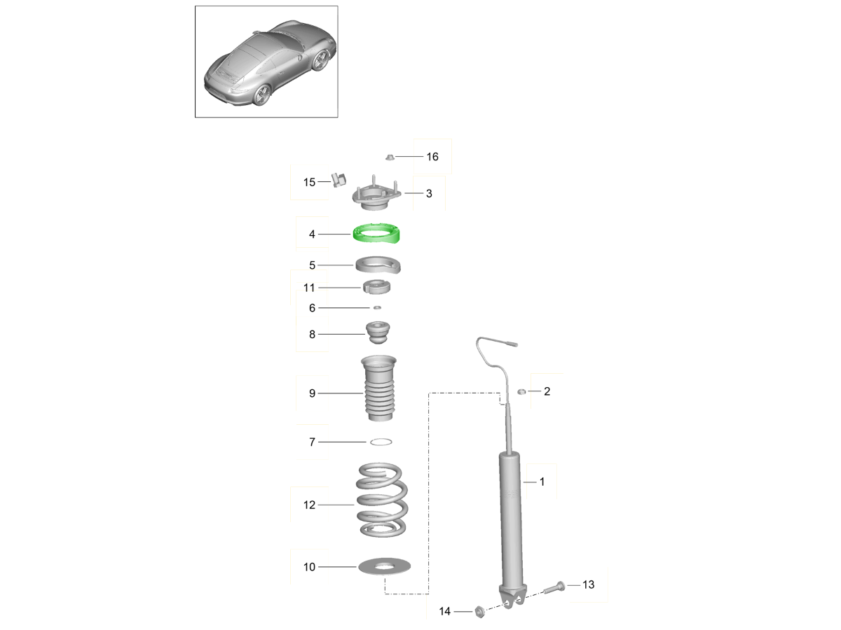Porsche 991 Rear coil spring spacer 99133351100 99133351100 Design 911